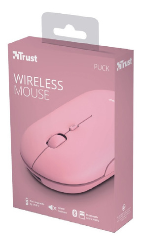 Imagen 6 de 6 de Mouse Inalambrico Bluetooth Trust Puck Rosa Recargable