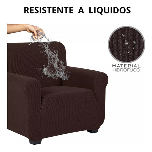 Cubre Salas 3 Piezas Para Sofás Y Sillones Impermeable Chocolate Cuadrícula