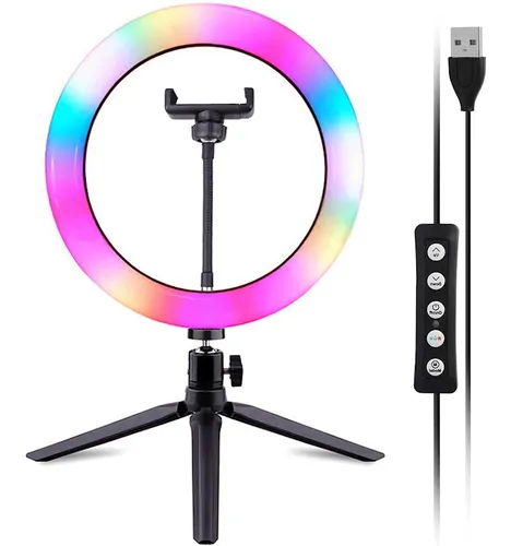 Aro Luz Led Selfie Anillo De 26cm Rgb + Control + Tripode ®