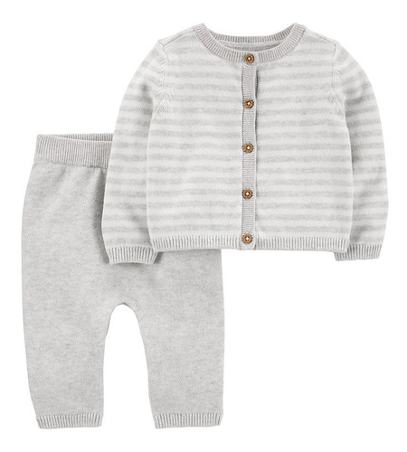 Carter´s Set 2 Piezas Cardigan Pantalon Rayado Gris 1n714510