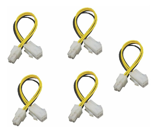 Pack 5 Piezas Cable Extension Fuente De Poder Pc 4 Pines Atx