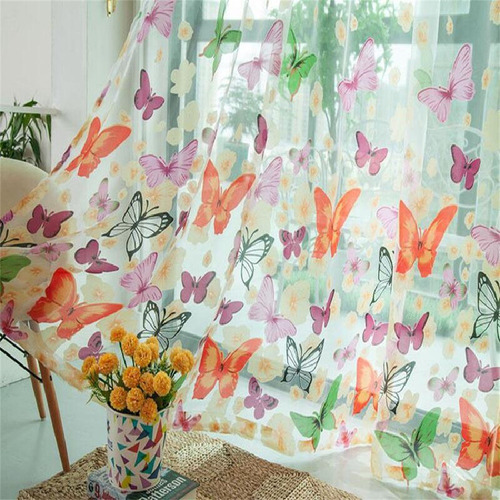 .. Cortina De Tul Transparente Con Diseño De Hojas, For