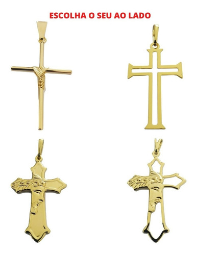 Imagem 2 de 4 de Pingente Rellicari Crucifixo Banhado A Ouro 18k R012