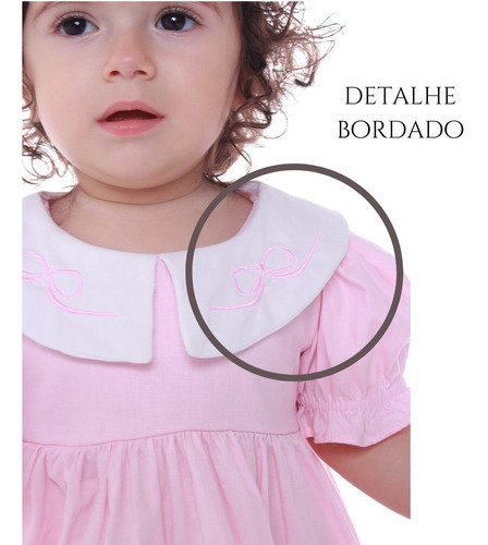 Imagem 2 de 4 de Vestido Bebê Clássico Amélia Rosa Céu De Algodão 23033