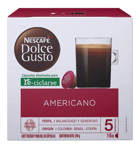 16 Cápsulas Nescafé Dolce Gusto Americano