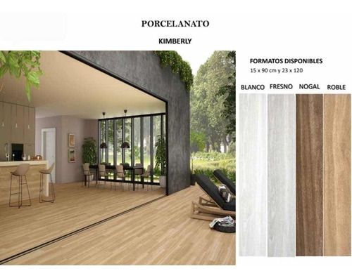 Eu Porcelanato Español Kimberly Blanco Marrón Madera 15.x90