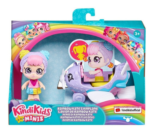Muñeca Kindi Kids Minis - El Avion De Rainbow Kate 8 Cm