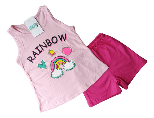 Conjunto Bebe Musculosa Short Remera Nena Rainbow Arcoiris