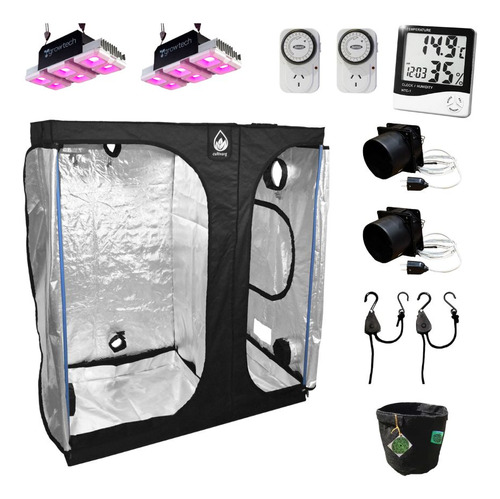 Combo Full Kit Indoor Carpa 80x160x180 + 2 Led Growtech 300w