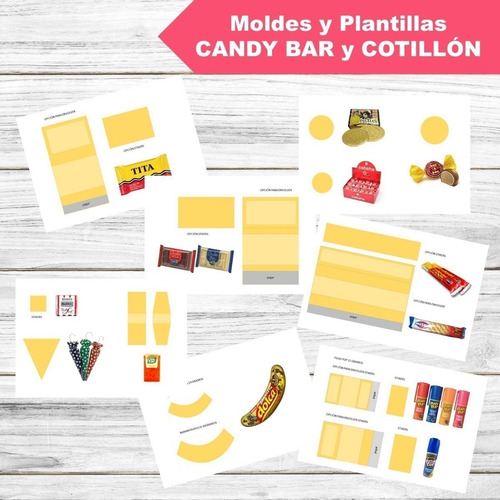 Kit Imprimible Plantillas Candy Bar Y Cotillón Editable
