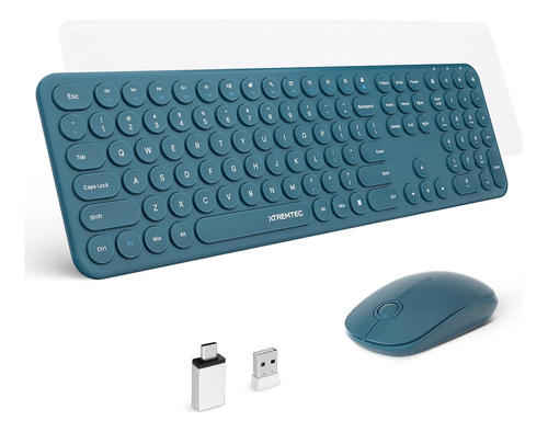 Combo Teclado Inalámbrico Azul 2.4g