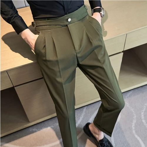 Pantalón De Vestir A La Cintura Para Hombre Con Diseño De Ci