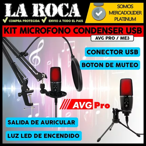 Kit Microfono Condenser Usb Grabacion Streaming Radio + Acc
