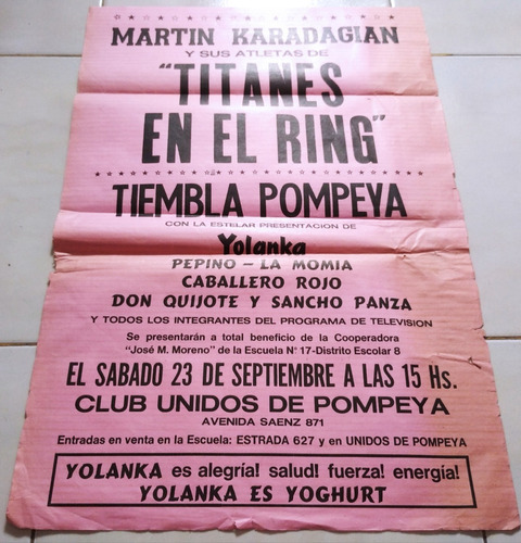 Afiche Poster 100% Original: Titanes En El Ring, Año 1972