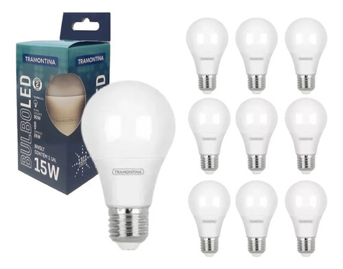 Kit 10 Lâmpadas Led Branco Frio Ou Quente 15w - Tramontina Cor Da Luz Branco-frio