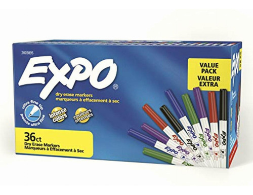 Expo Low Odor Dry Erase Markers, Ultra Fine Tip, Assorted