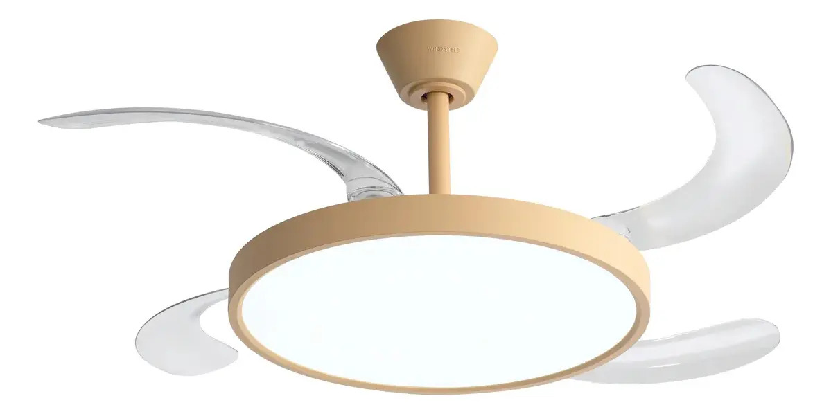 Ventilador De Techo Retractil Windstyle Nauru 42 Luz Led 1.067 M Arena Transparente Plástico 4