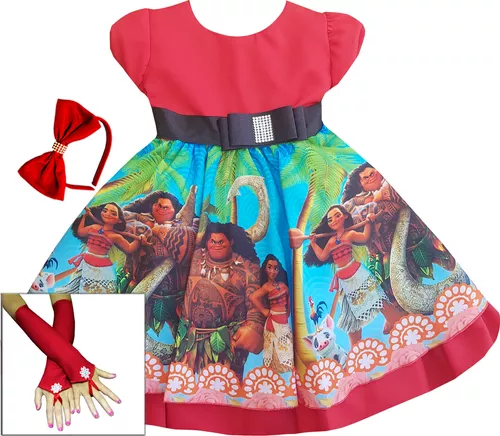 Vestido Infantil Moana Festa Luxo Roupa/fantasia