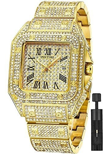 Reloj De Ra - Fashion Hip Hop Men's Crystal Watch Bling Blin