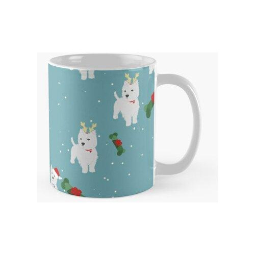 Taza Una Navidad Muy Westie, Xmas Dog Print Calidad Premium