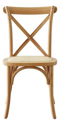 Silla De Comedor Cocina Cross De Madera De Roble Asiento Tejido Esterilla De Rattan Natural Color De La Estructura Roble Claro X4 Unidades