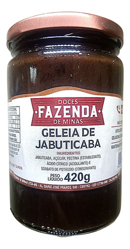 Geléia De Jabuticaba Fazenda De Minas 420g