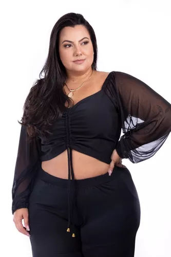 Comprar Conjunto Plus Size Cropped Manga Longa e Top - O Melhor da Moda  Feminina Plus Size