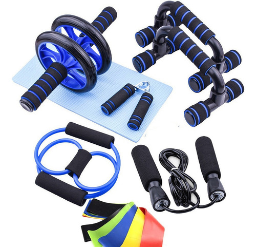 Kit Ejercicio 12 Rodillo Abdominal Barras Push-up Ejercitado