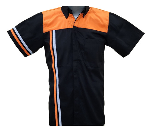 Camisola De Trabajo Ideal Para Mecánicos Negro Con Naranja