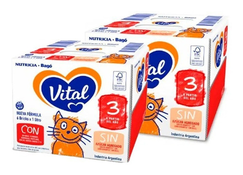 Vital 3 Leche Maternizada Liquida Brick 1 Litro Pack X 12un