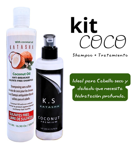 Kit Coconut Shampoo Y Tratamiento Para Hidratación Brillo