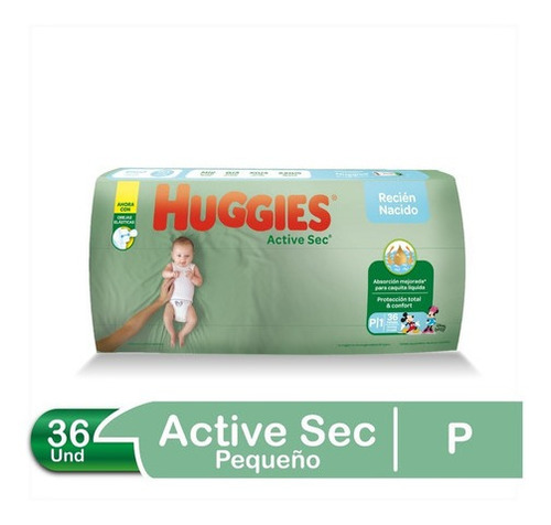 Pañales Para Bebe Huggies Active Sec Talla Pequeña 36 Und