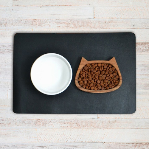 Imagen 5 de 7 de Plato Comedero Para Gatos Diseño Plano - Madera -12x15x2,5