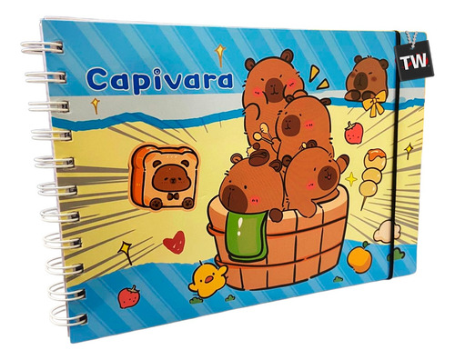 Livro De Colorir Capivara Capa Dura 98 Páginas Variados Folha Acetato Papel Gramatura Cor Azul Praia