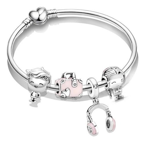 Pulsera Charm Dije Familia Vacaciones Maleta Niños Audífonos