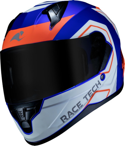 Capacete Race Tech Sector Exilio Fosco Azul E Laranja Taman