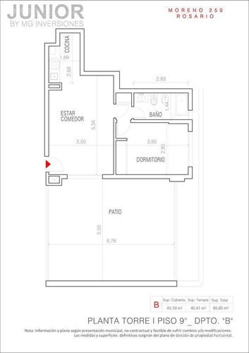 Imagen 12 de 14 de Departamento De 1 Dormitorio En Venta En Rosario