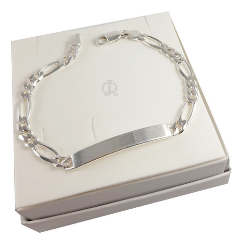 Pulsera Identidad Grabar Plata 925 Figaro Maciza Jr Joyas