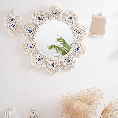 * Espejo De Pared Colgante, Espejo Decorativo Con Flecos De