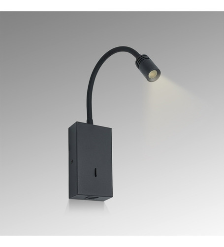 Imagen 2 de 6 de Aplique Pared Velador Led Negro 3w Iluminación 4006602