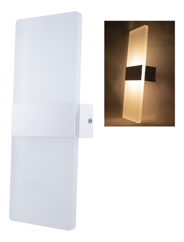 Lampara De Pared 10w Luz Calida Arbotante Moderno Plano Color Blanco