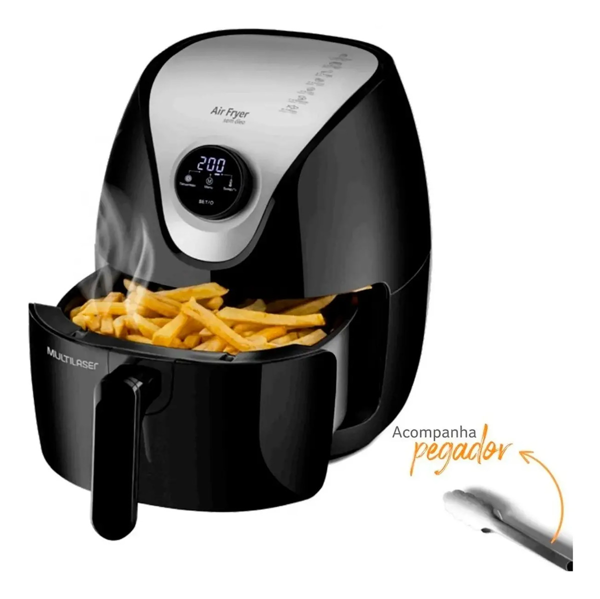 Fritadeira Air Fryer Digital 4l Multilaser a Melhor Cor Preto Voltagem 220v — R$ 318,25 em Mercado Livre