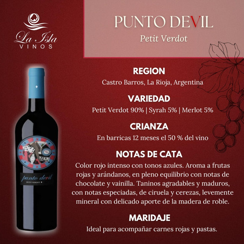 Imagen 4 de 10 de Vino Punto Devil Malbec + Cabernet Sauvignon + Petit Verdot