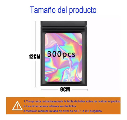 300pzs Bolsa Dealmacenamiento Láser Bolsa A Prueba De Olores 9x12cm,color Negro