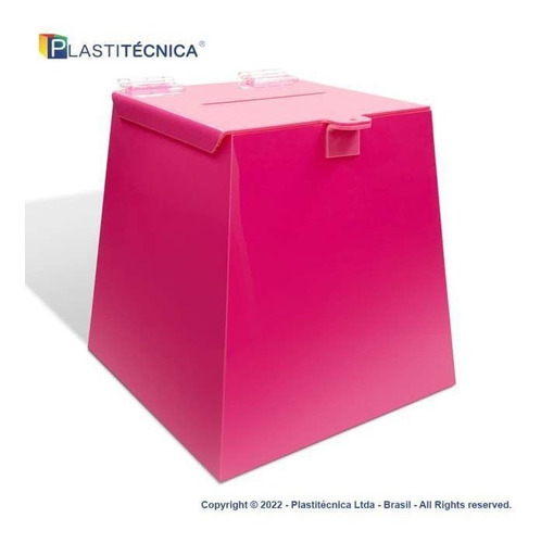 Urna Para Sorteio Acrílico Rosa Sem Transparência 20cm Alt. 