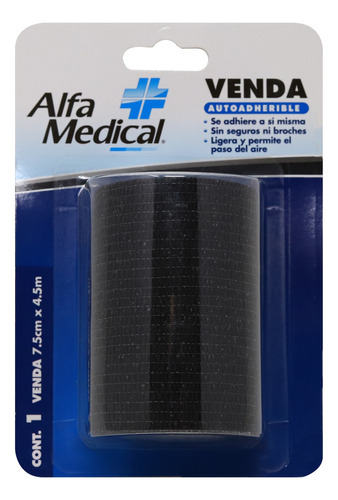 Venda Autoadherible Color Negro 7..5 Cm X 4.5 M Alfa Medical