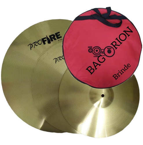 Kit Pratos Bateria Profire P/ Treino 14/16/20 Estudante +bag