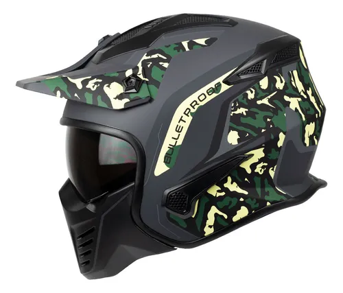 Casco Modular Retro Edge Kombat Camo Certificado Dot Chopper
