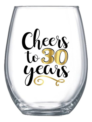 To 30 Years Large Stemless Wine Glass 30th Gift For Her Tabl