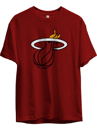 Remera Basket Nba Miami Heat Bordo Logo Simple